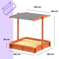Pieskovisko so strieškou Sami, smrekové drevo, 120x120x120cm