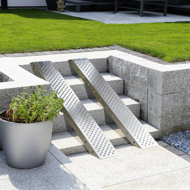 Nájazdové rampy na auto MARA, sada 2ks, 400kg, 150cm, strieborná