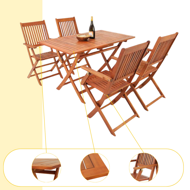 Sedacia súprava SYDNEY, 5-dielna, prírodné drevo