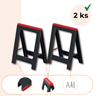 Podstavec, stavebná koza TITAN, sada 2 ks,  58x5x79cm, čierna/červená
