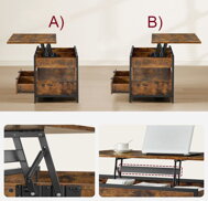 Výškovo nastaviteľný konferenčný stolík GASPAR, 50x100x(48-63)cm, čierna / hnedá