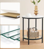 Príručný stolík ERIC s mramorovým dizajnom, 45x55cm, čierna/biela